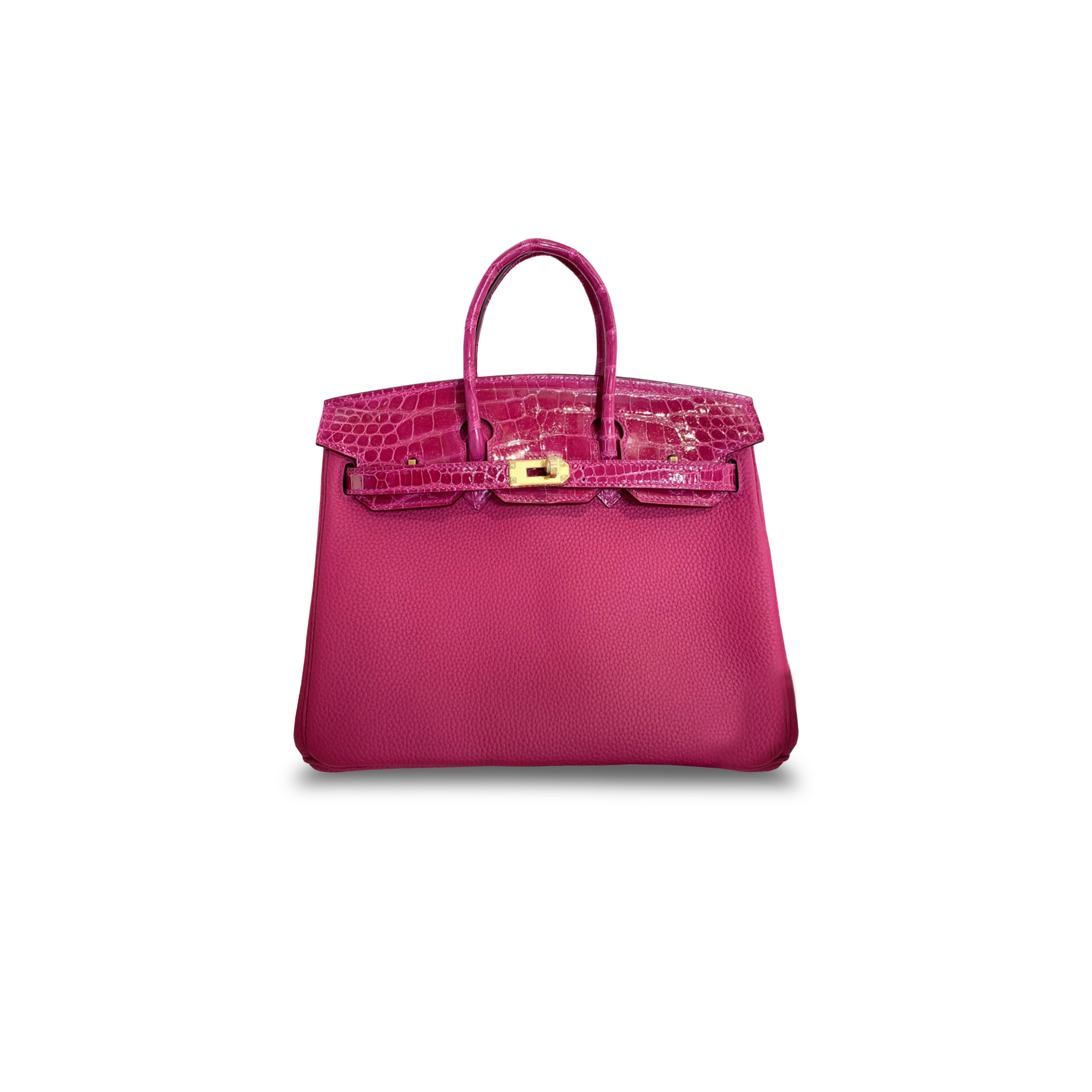 HERMÈS MASTER BIRKIN 25 CROCODILE AND TOGO LEATHER PINK GOLD BUCKLE H076216CK49 (25*20*13cm)